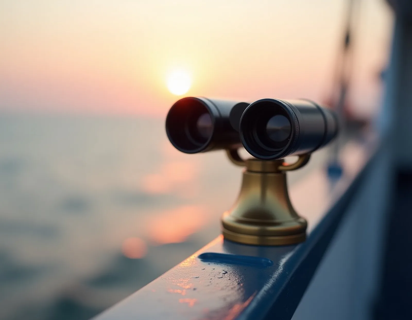 Binoculars on the bridge wing